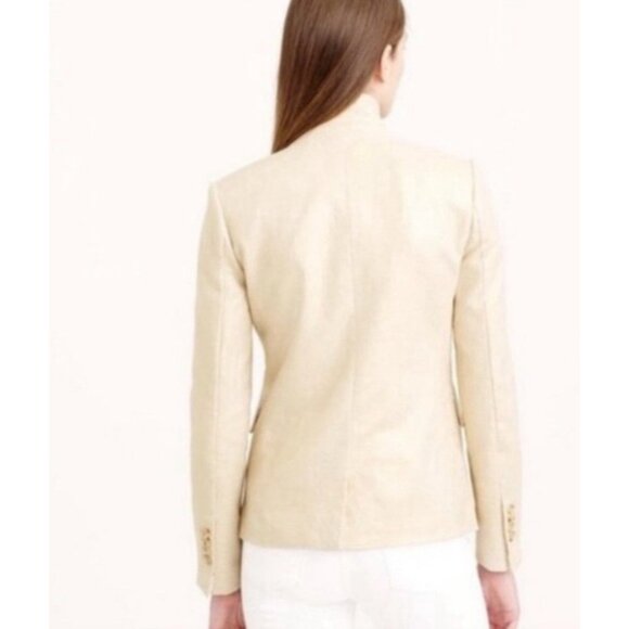 J. Crew Regent Blazer Jacket Linen Blend Metallic Thread Cream Ivory 6P - Picture 5 of 13